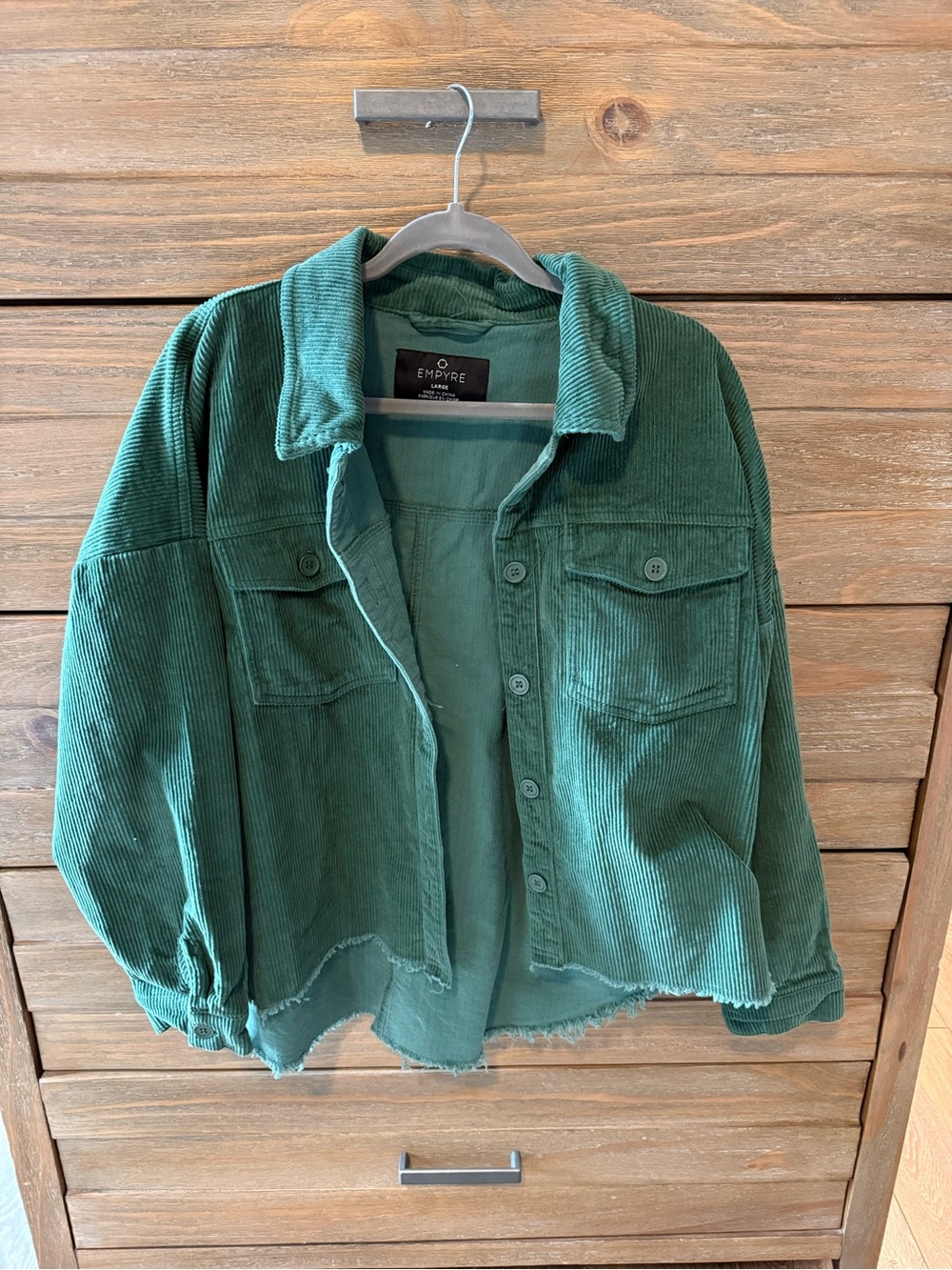 Empyre Corduroy Button-Up Jacket in Deep Green